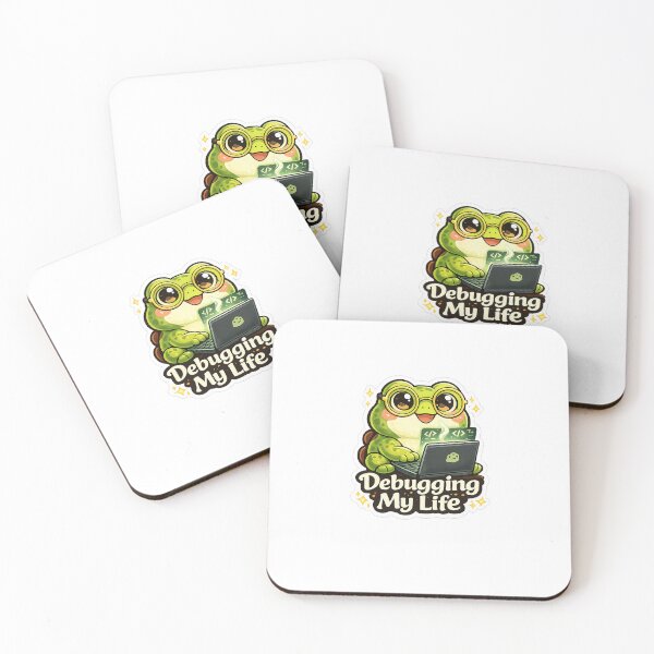 Item preview, Cute Frog Programmer Sticker | Debugging My Life | Coding Gift designed and sold by LandlordsIndia.