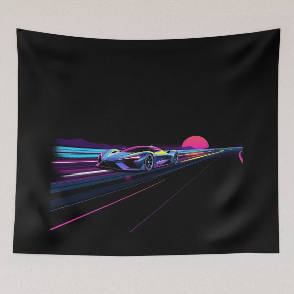 Item preview, Synthwave Cyberpunk Supercar Neon Highway Retro Sunset Design designed and sold by Tama-sirth.