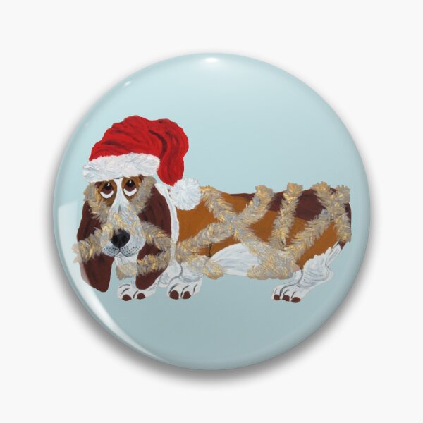 Item preview, Basset Hound Tangled in Christmas Tinsel designed and sold by Squirreldumplings.