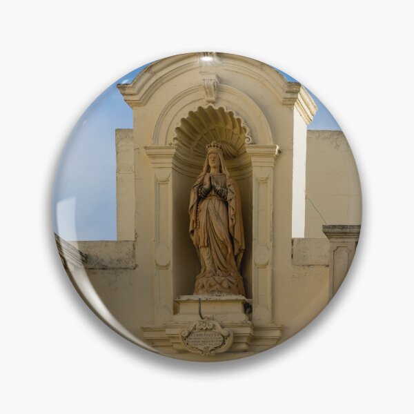 Item preview, Ornate Virgin Mary Statue in Stone Niche Above Classic Balustrade On Historic Building Facade designed and sold by Nmallia.