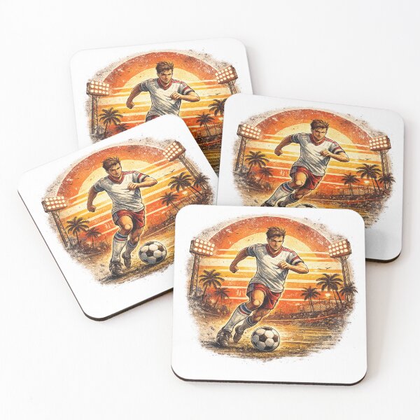 Item preview, Retro Soccer Player Dribbling Stadium Sunset – Vintage Comic Football Art | Soccer Player Gift designed and sold by irfanshikh.