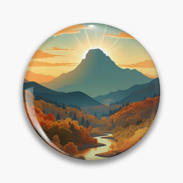 Item preview, Autumn Mountain Valley Landscape | Golden Forest River Nature Art designed and sold by GalleryPeak.