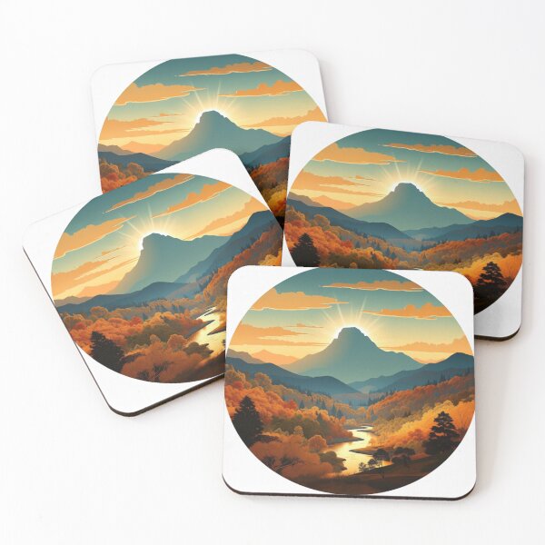 Item preview, Autumn Mountain Valley Landscape | Golden Forest River Nature Art designed and sold by GalleryPeak.