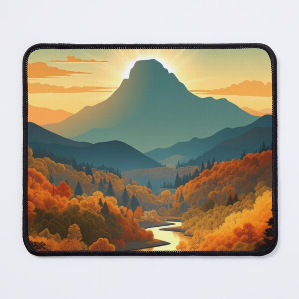 Item preview, Autumn Mountain Valley Landscape | Golden Forest River Nature Art designed and sold by GalleryPeak.