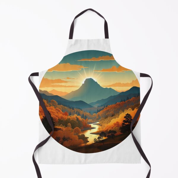 Item preview, Autumn Mountain Valley Landscape | Golden Forest River Nature Art designed and sold by GalleryPeak.