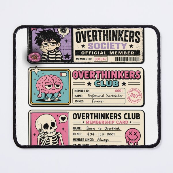 Item preview, Overthinkers Club Sticker Pack | Funny Overthinking Membership Card Stickers | Introvert Brain Humor Decal Set designed and sold by sadedream.