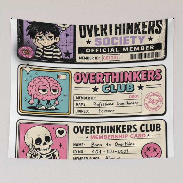 Item preview, Overthinkers Club Sticker Pack | Funny Overthinking Membership Card Stickers | Introvert Brain Humor Decal Set designed and sold by sadedream.