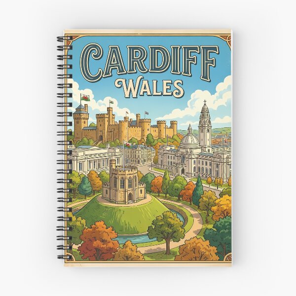 Item preview, Cardiff Wales Vintage Retro Travel Poster designed and sold by Ar0undTheW0rld.