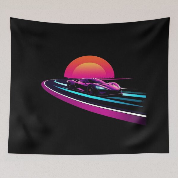 Item preview, Neon Cyberpunk Racing Supercar Drifting Retro Sunset Corner designed and sold by Tama-sirth.