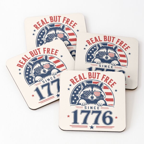 Item preview, Real But Free Since 1776 Funny 4th Of July Raccoon designed and sold by legendaryskins.
