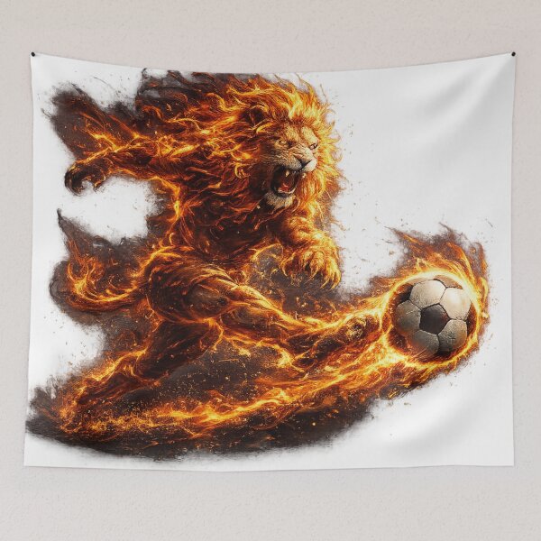 Item preview, Fierce Fire Lion Kicking Soccer Ball – Dramatic Flame Football Fantasy Art | Soccer Fan Gift designed and sold by irfanshikh.