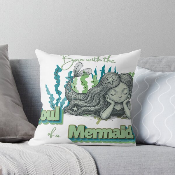 Item preview, Born with the Soul of a Mermaid - Vintage Mermaid Illustration Sea Lover Design designed and sold by DonnaRaine.