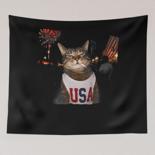 Item preview, July 4Th Patriotic Cat Smoking Cigarette 250 Years Cat Lover designed and sold by ripgoatclothing.