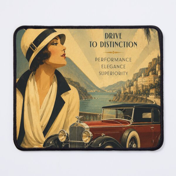 Item preview, Art Deco Travel Poster Woman Automobile Vintage Advertising designed and sold by BlueLineLAX.