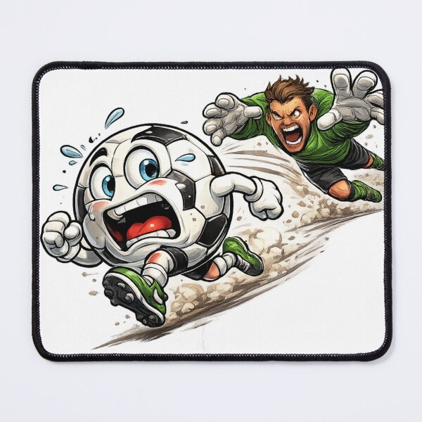 Item preview, Scared Soccer Ball Running from Angry Goalkeeper – Funny Football Cartoon Art | Soccer Humor Gift designed and sold by irfanshikh.