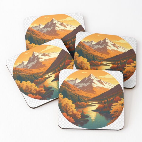 Item preview, Autumn Mountain River Landscape | Golden Alpine Nature Scenery designed and sold by GalleryPeak.