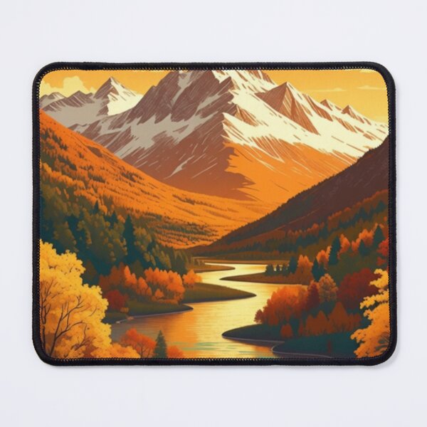 Item preview, Autumn Mountain River Landscape | Golden Alpine Nature Scenery designed and sold by GalleryPeak.