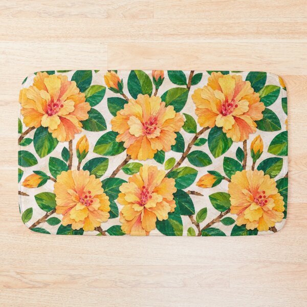 Item preview, Seamless Tropical Hibiscus Collage Pattern, Colorful Handcrafted Paper Cut Floral Design, Botanical Summer Repeat Print designed and sold by SWSandraWechner.