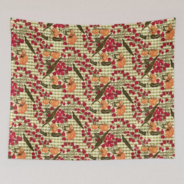 Item preview, Tomato Time - Heirloom Okra & Cherry Tomatoes on Rustic Green Farmhouse Gingham designed and sold by LoveAlways-AEP.