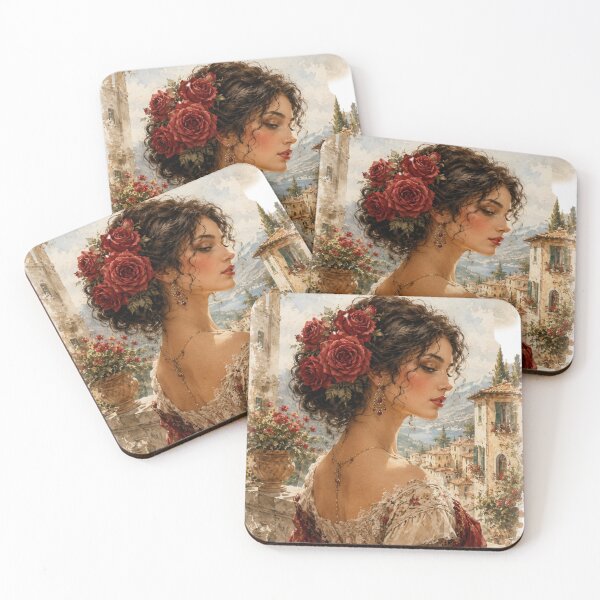 Item preview, Bella Italia – Red Roses & Vintage Lady designed and sold by Blueberry-art23.