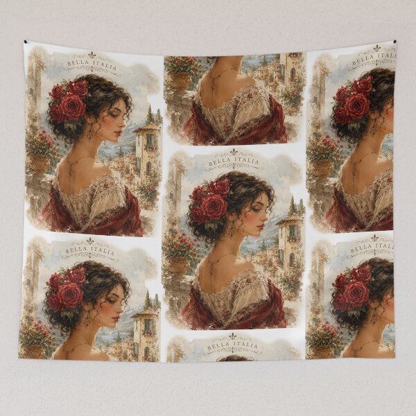 Item preview, Bella Italia – Red Roses & Vintage Lady designed and sold by Blueberry-art23.