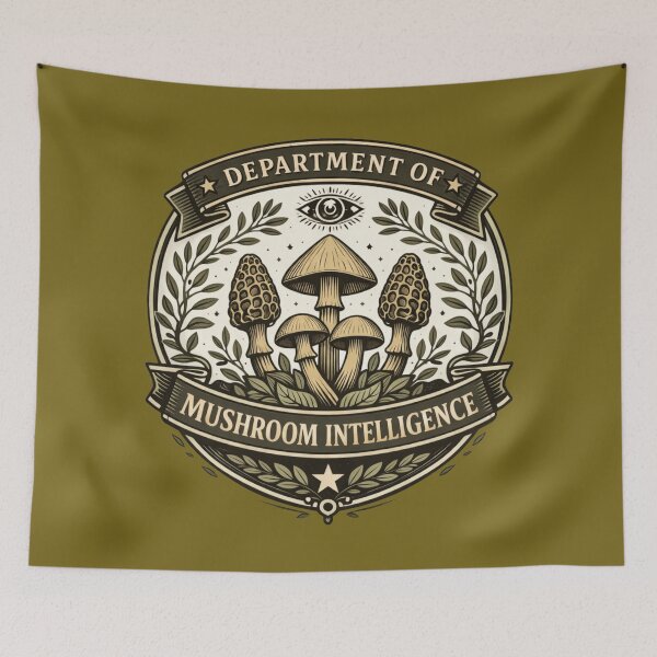 Item preview, Minimalist Vintage Mushroom Intelligence Logo – Secret Agent Spy Emblem designed and sold by MagicMakerPh⭐⭐⭐⭐⭐.