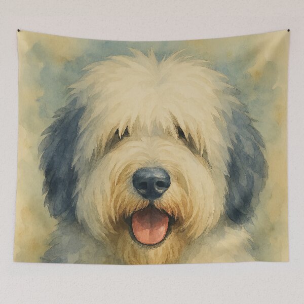 Item preview, Old English Sheepdog Watercolor Dog Art designed and sold by MaverlyShop.