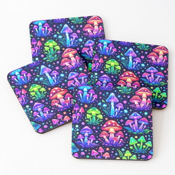 Item preview, Neon Glowing Mushroom Forest Pattern designed and sold by Owcomm.