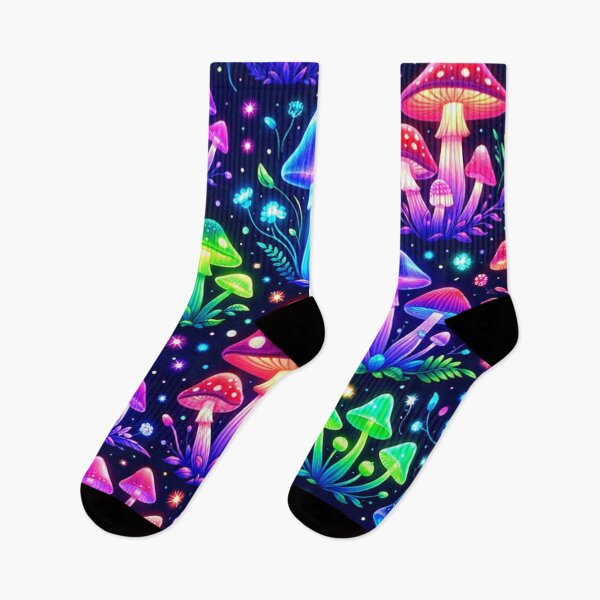 Item preview, Neon Glowing Mushroom Forest Pattern designed and sold by Owcomm.
