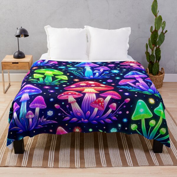 Item preview, Neon Glowing Mushroom Forest Pattern designed and sold by Owcomm.