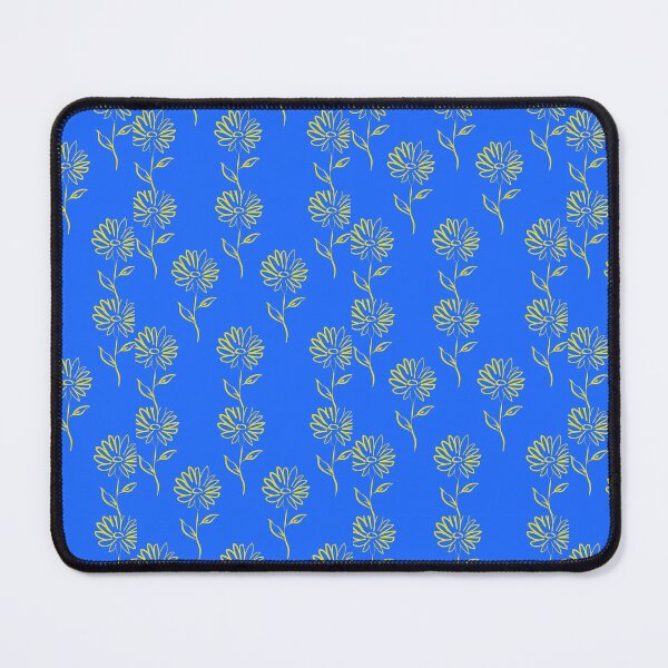 Item preview, Minimal Yellow Flower Outlines In A Blue Background Pattern designed and sold by CDPrintsDesigns.