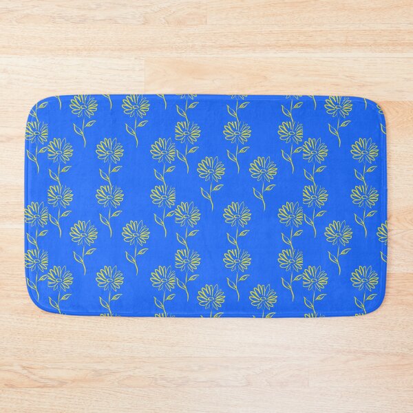 Item preview, Minimal Yellow Flower Outlines In A Blue Background Pattern designed and sold by CDPrintsDesigns.