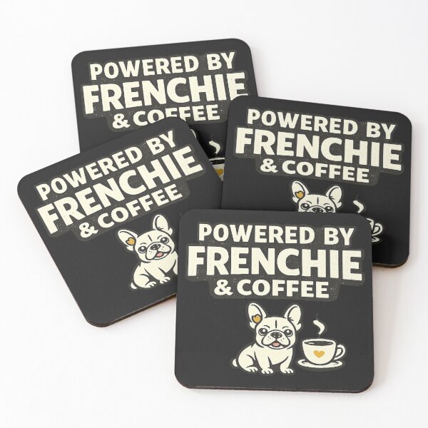 Item preview, Powered by Frenchie & Coffee ⭐ Funny French Bulldog Coffee Gift designed and sold by UrbanPrintVibes.
