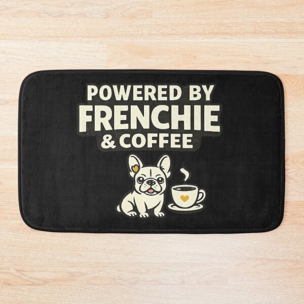 Item preview, Powered by Frenchie & Coffee ⭐ Funny French Bulldog Coffee Gift designed and sold by UrbanPrintVibes.