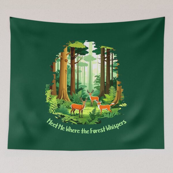 Item preview, Meet Me Where the Forest Whispers Woodland Deer & Fox Cottagecore Nature Design designed and sold by Sachie's Studio.