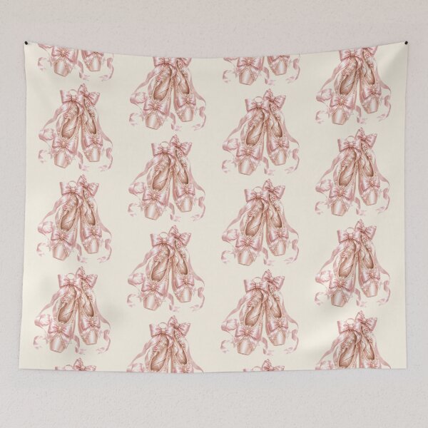 Item preview, Pink Coquette Ballet Pointe Shoes | Romantic Balletcore Bow Aesthetic Illustration designed and sold by looplandger.