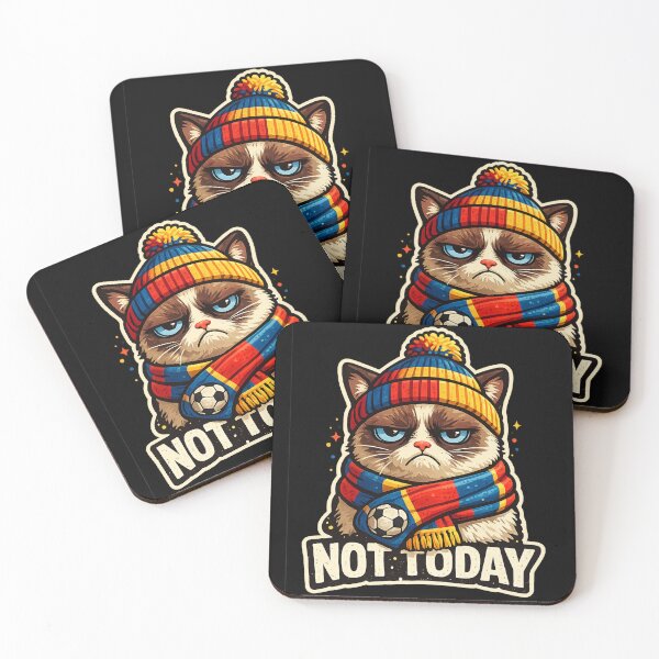 Item preview, Not Today Grumpy Cat Soccer Scarf Hat – Funny Football Fan Humor Art | Soccer Cat Gift designed and sold by irfanshikh.