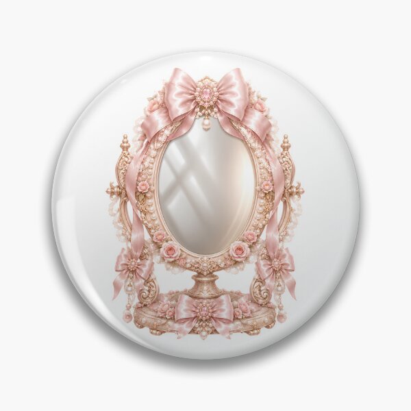 Item preview, Coquette Vanity Mirror Frame | Pink Rococo Bow Aesthetic Vintage Mirror Illustration designed and sold by looplandger.