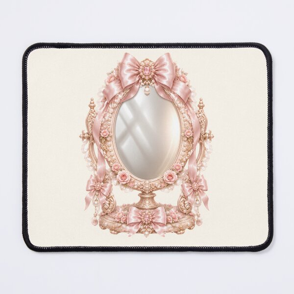 Item preview, Coquette Vanity Mirror Frame | Pink Rococo Bow Aesthetic Vintage Mirror Illustration designed and sold by looplandger.