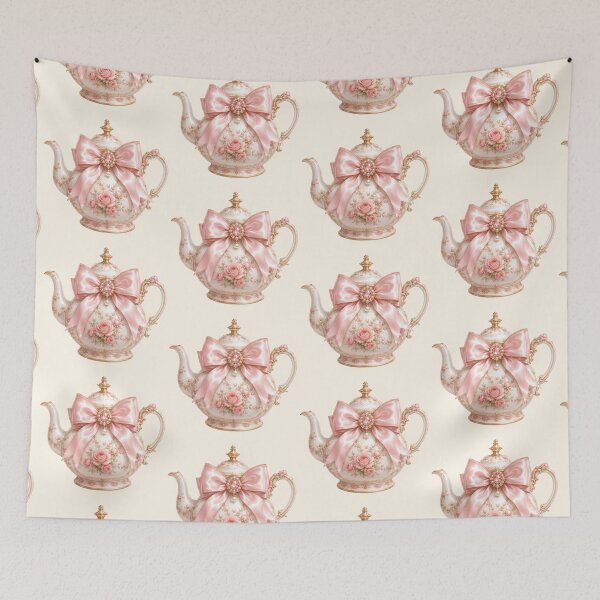 Item preview, Coquette Floral Teapot | Vintage Rose Tea Party Aesthetic Illustration designed and sold by looplandger.