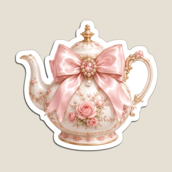 Item preview, Coquette Floral Teapot | Vintage Rose Tea Party Aesthetic Illustration designed and sold by looplandger.