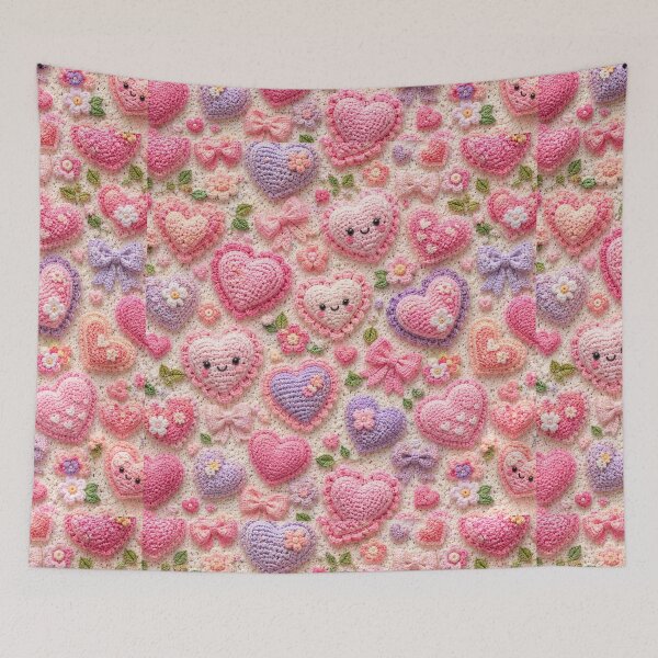 Item preview, Kawaii Crochet Hearts Pattern  designed and sold by Aramdesing.