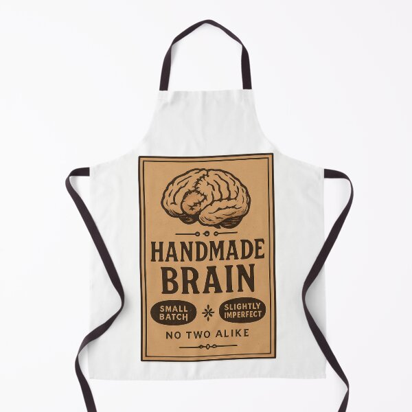 Item preview, Handmade Brain Small Batch Slightly Imperfect — Funny Artisan Label Humor for Creatives designed and sold by EXATEES ⭐⭐⭐⭐⭐.