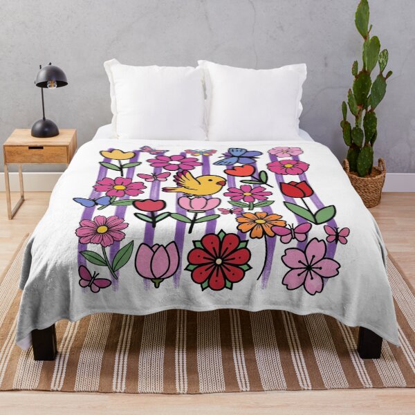 Item preview, Cute Bird and Butterfly Floral Garden | Colorful Spring Flower Doodle Art designed and sold by jteart.