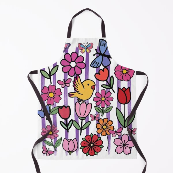 Item preview, Cute Bird and Butterfly Floral Garden | Colorful Spring Flower Doodle Art designed and sold by jteart.