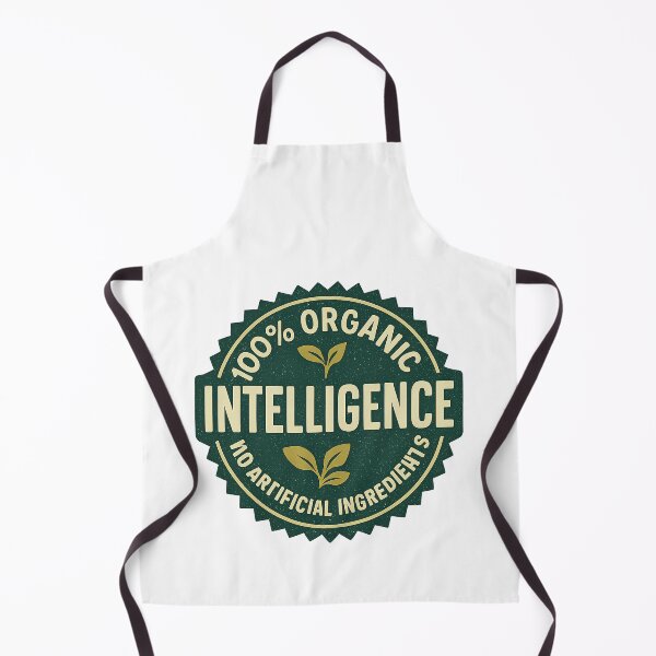 Item preview, 100% Organic Intelligence No Artificial Ingredients — Funny AI Humor Stamp Design designed and sold by EXATEES ⭐⭐⭐⭐⭐.