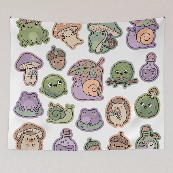 Item preview, Kawaii Cottagecore Frog and Forest Friends Sticker Sheet designed and sold by VineVibe16Studio.