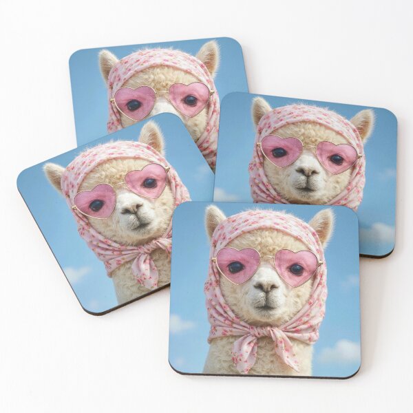 Item preview, Alpaca Wearing Pink Heart-shaped Sunglasses designed and sold by Maria Dryfhout.