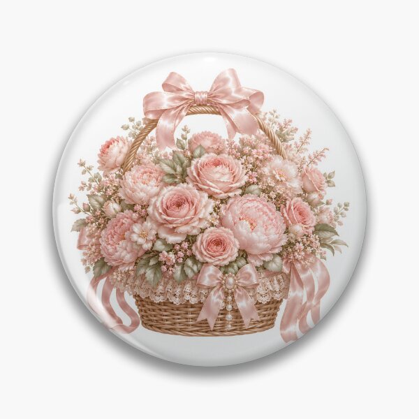Item preview, Blush Pink Rose Basket | Coquette Floral Arrangement Illustration designed and sold by looplandger.