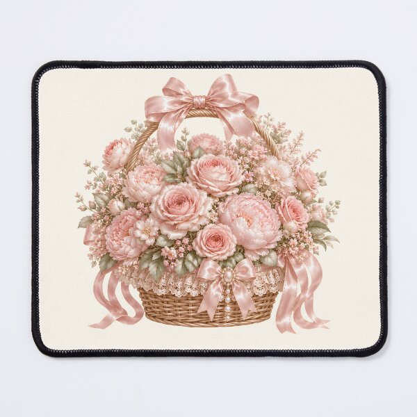 Item preview, Blush Pink Rose Basket | Coquette Floral Arrangement Illustration designed and sold by looplandger.